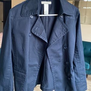 Liz, Claiborne, 100% cotton navy jacket with pockets